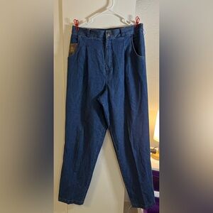 NANCY BOLEN by City Girl Vintage Ultra High Rise Jeans Animal print pocket sz 14